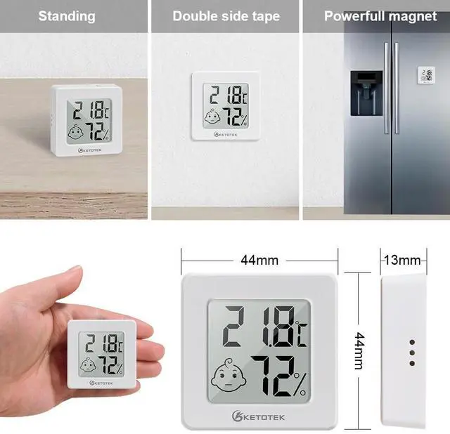 Alt view image 6 of 7 - 5 Pack Thermometer Room Hygrometer Indoor Mini Temperature and Humidity Monitor Digital Humidity Meter Gauge with Comfort Indicator for House Office Greenhouse