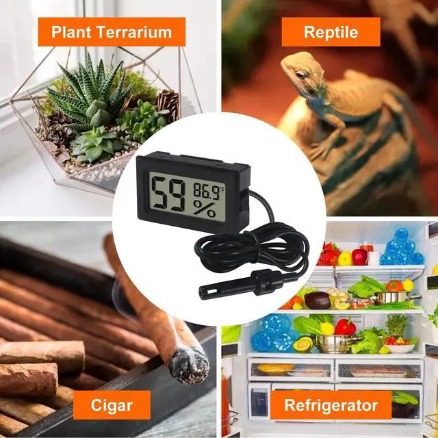 Alt view image 6 of 6 - 2 Pack Mini Digital Thermometer Hygrometer with Probe Indoor Temperature Humidity Meter Gauge LCD Fahrenheit Display Hygrometer Thermometer Gauge for Incubator, Humidor,Greenhouse