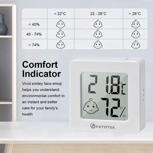 Alt view image 5 of 7 - 5 Pack Thermometer Room Hygrometer Indoor Mini Temperature and Humidity Monitor Digital Humidity Meter Gauge with Comfort Indicator for House Office Greenhouse