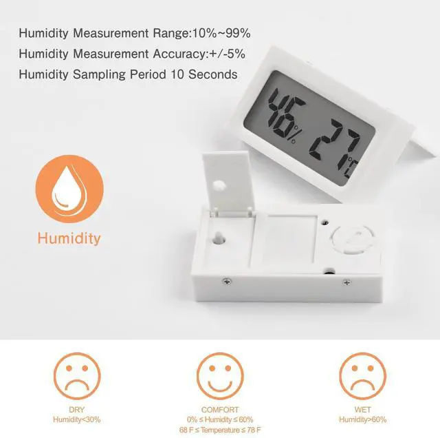 Alt view image 3 of 6 - Monitor Digital Indoor Hygrometer with LCD Display Temperature Gauge Humidity Meter for Home or Greenhouse (White, 4 Pack)