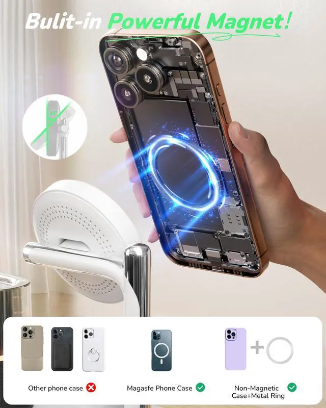 Alt view image 5 of 7 - 5 in 1 Wireless Charging Station for Apple,Magnetic Charger with Alarm Clock Night Light for Multiple Devices,Nightstand Charging Station Compatible with iPhone 17/16/15/14/13/12,Apple Watch,Air-Pods