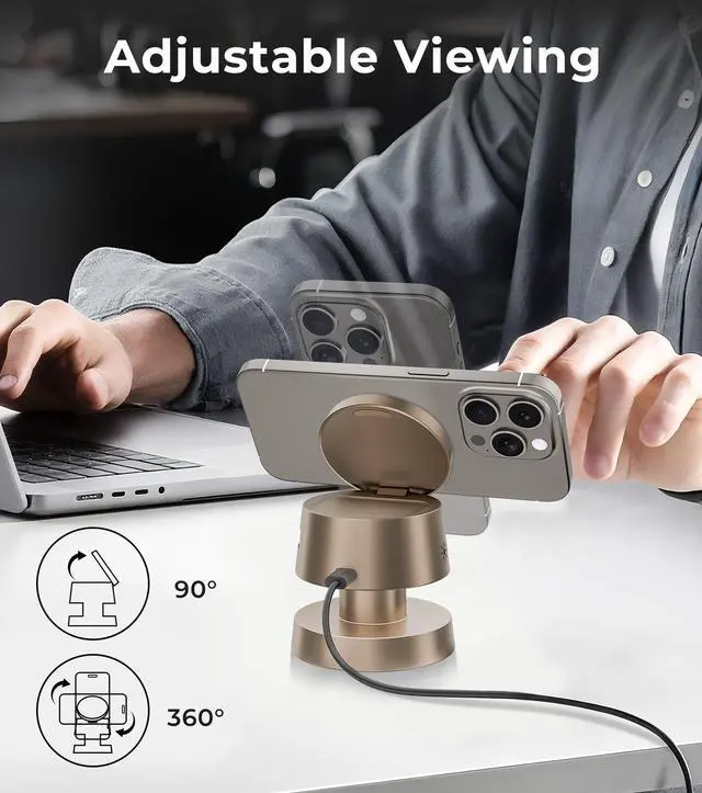 Alt view image 3 of 7 - 4-in-1 Magnetic Wireless Charging Station for iPhone 17/16/15/14 Pro Max, with Night Light Wireless Charging Station Fast Charging for Apple Watch, Earphones & Multiple Devices