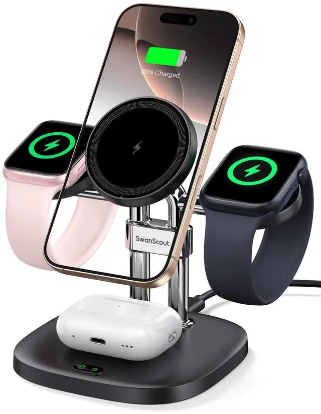Main image of Dual Fast Charger for Apple Watch 11, Magnetic Wireless Charger Stand for iPhone Air/17 Pro Max/17 Pro/17/16/15/14, Charging Station for Apple Watch Ultra 3/SE 3/10/9/8/7/6, Airpods, 709M