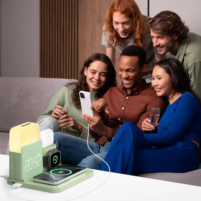 Alt view image 7 of 7 - Wireless Charging Station, 7 in 1 Wireless Charger Stand with Dual Alarm Clock, Charging Dock for iPhone16/15/14/13/12/11/Pro/Max/Samsung Phone, Apple Watch 9/8/7/6/5/SE, AirPods/3/2