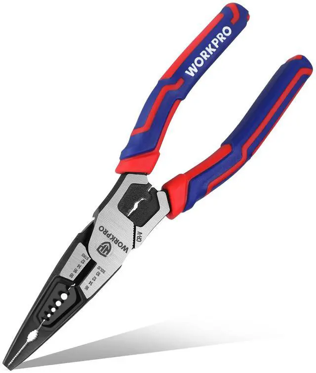 Main image of 6-in-1 Needle Nose Pliers, 8 Inch Multipurpose Long Nose Pliers with Wire Stripper/Crimper/Cutter Function, Premium Heavy-Duty CRV Steel Hand Tool Plier for Home, Crafts