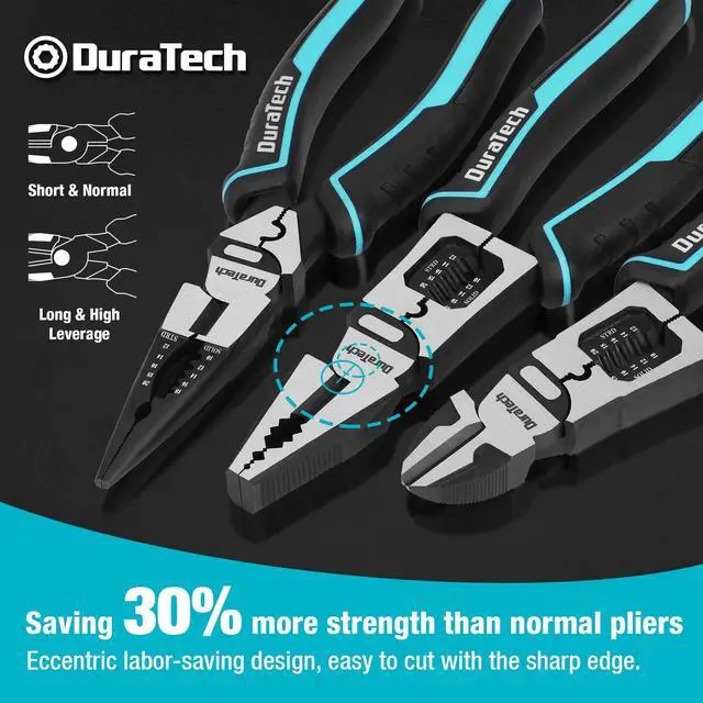 Alt view image 4 of 7 - 3PCS Pliers Set, Large 6 in 1 Multifunctional Wire Stripper Crimper Cutter, 8.5" Long Nose Pliers, 8.5" Linesman Pliers, 8" Diagonal Side Cutting