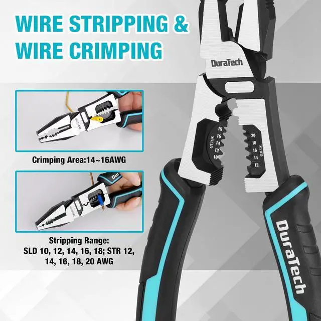 Alt view image 7 of 7 - 3PCS Pliers Set, Large 6 in 1 Multifunctional Wire Stripper Crimper Cutter, 8.5" Long Nose Pliers, 8.5" Linesman Pliers, 8" Diagonal Side Cutting