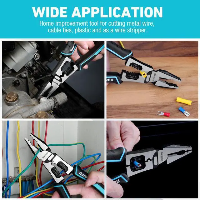 Alt view image 7 of 7 - 6-in-1 Linesman Pliers, 8.5" Multipurpose Combination Pliers with Wire Stripper/Crimper/Cutter Function, Heavy Duty Side-Cutting Pliers for Crimping, Stripping, Shearing, Screwing