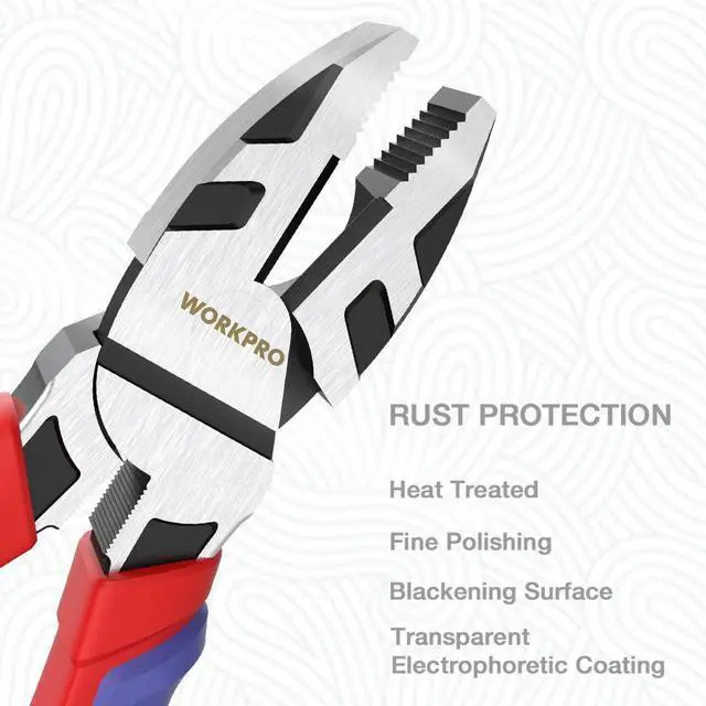 Alt view image 3 of 7 - 8-Inch Linesman Pliers in CRV Steel for Twisting and Cutting Wires, Clamping Screws