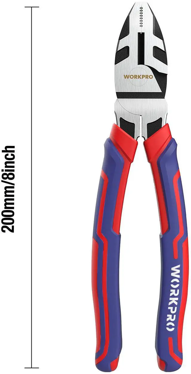 Alt view image 2 of 7 - 8-Inch Linesman Pliers in CRV Steel for Twisting and Cutting Wires, Clamping Screws