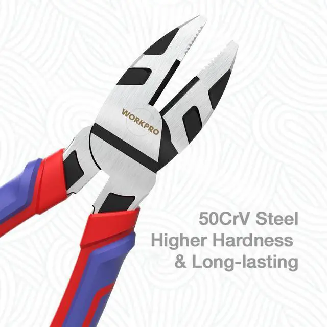 Alt view image 5 of 7 - 8-Inch Linesman Pliers in CRV Steel for Twisting and Cutting Wires, Clamping Screws
