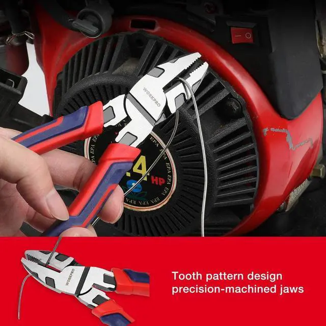 Alt view image 7 of 7 - 8-Inch Linesman Pliers in CRV Steel for Twisting and Cutting Wires, Clamping Screws