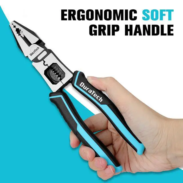 Alt view image 5 of 7 - 6-in-1 Linesman Pliers, 8.5" Multipurpose Combination Pliers with Wire Stripper/Crimper/Cutter Function, Heavy Duty Side-Cutting Pliers for Crimping, Stripping, Shearing, Screwing