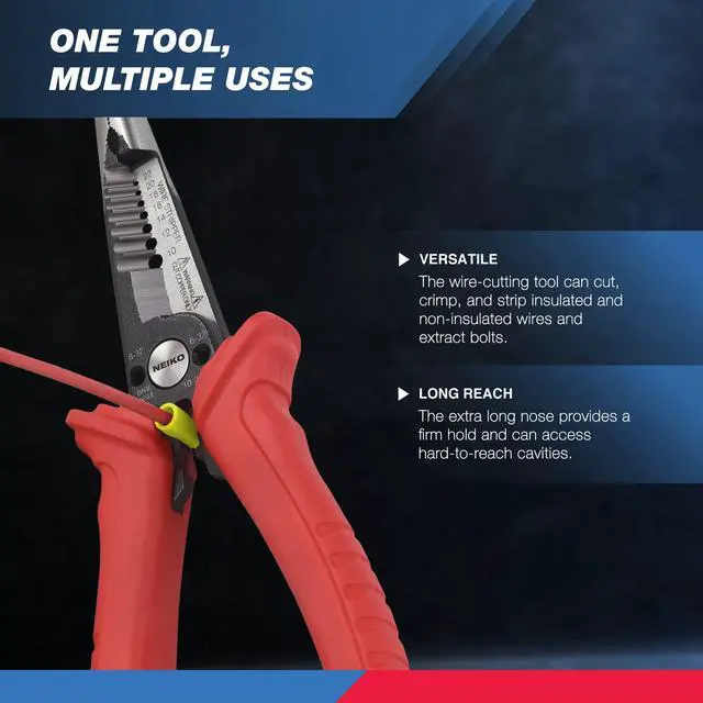 Alt view image 3 of 5 - 02038A 6-in-1 Wire Service Tool | 8-1/2" Length | Gripper, Crimper, Stripper, Cutter, Extractor, Electrician Pliers
