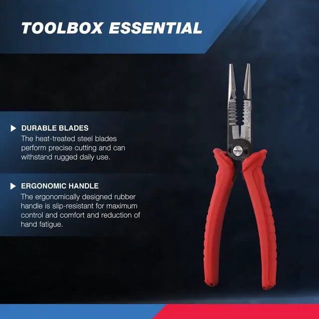 Alt view image 2 of 5 - 02038A 6-in-1 Wire Service Tool | 8-1/2" Length | Gripper, Crimper, Stripper, Cutter, Extractor, Electrician Pliers