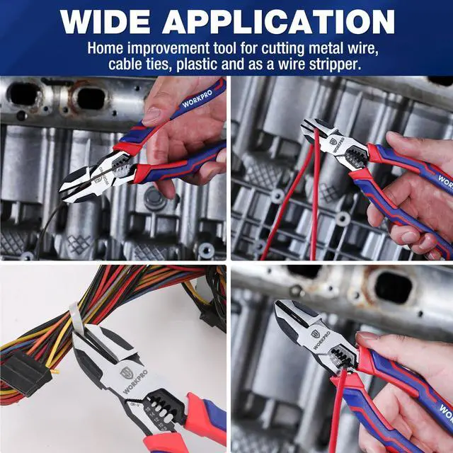 Alt view image 5 of 5 - 2-in-1 Diagonal Cutting Pliers with Wire Stripper, 7.5 Inch CRV Steel Wire Cutters with Comfort Grip Handles, Heavy Duty Side-Cutting Pliers for Electricians and Homes, Christmas Gift