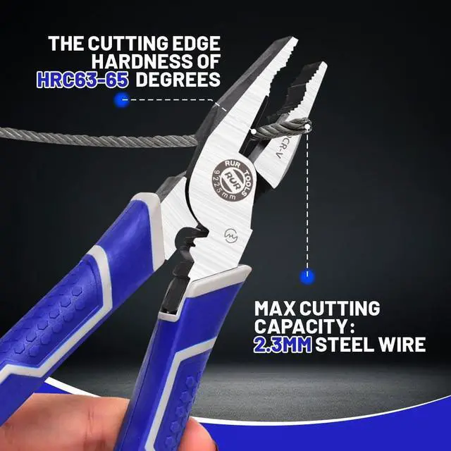 Alt view image 5 of 5 - 9" Multipurpose Lineman's Pliers with Wire Stripper - 6-in-1 Function Wire Cutter Heavy Duty,Combination Pliers for Screw Remover/Wire Stripper/Crimper