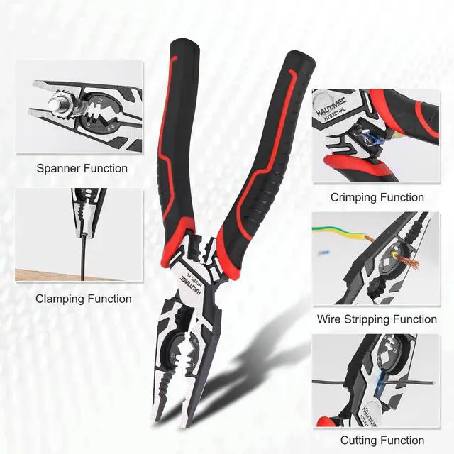 Alt view image 4 of 6 - Pro Wire Stripper Tool 8" Multifunctional Combination Linesman Pliers Cable Cutter Wire Strippers Electrical Terminal Crimping Tool Clamping Spanner High leverage Eccentric Design HT0321