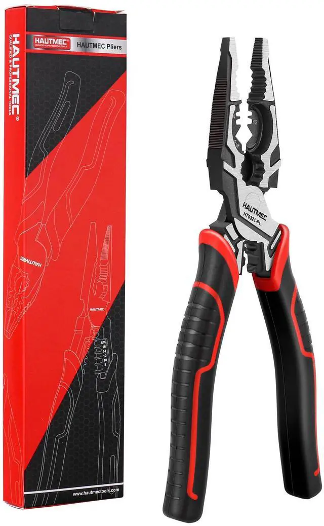 Main image of Pro Wire Stripper Tool 8" Multifunctional Combination Linesman Pliers Cable Cutter Wire Strippers Electrical Terminal Crimping Tool Clamping Spanner High leverage Eccentric Design HT0321
