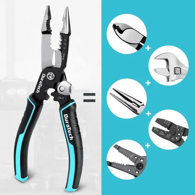 Alt view image 6 of 7 - 5-in-1 Wire Stripper, 8" Wire Stripper and Crimping Tool, Premium CR-V Construction, Needle Nose Plier, Multifunctional Electrician Pliers for Crimping, Cutting, Stripping, Shearing, Clamping