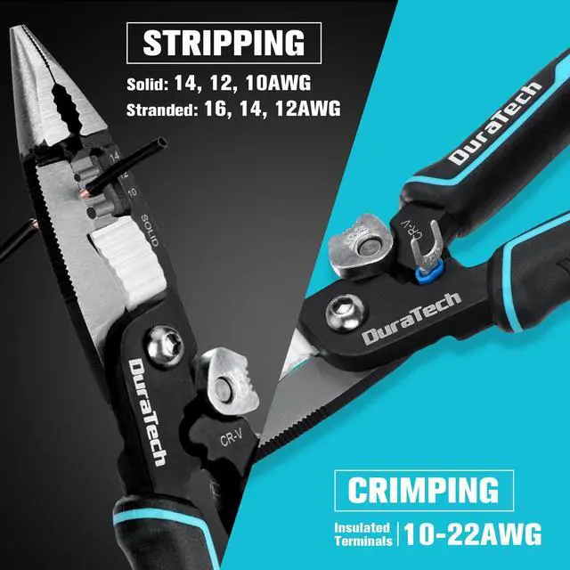 Alt view image 7 of 7 - 5-in-1 Wire Stripper, 8" Wire Stripper and Crimping Tool, Premium CR-V Construction, Needle Nose Plier, Multifunctional Electrician Pliers for Crimping, Cutting, Stripping, Shearing, Clamping