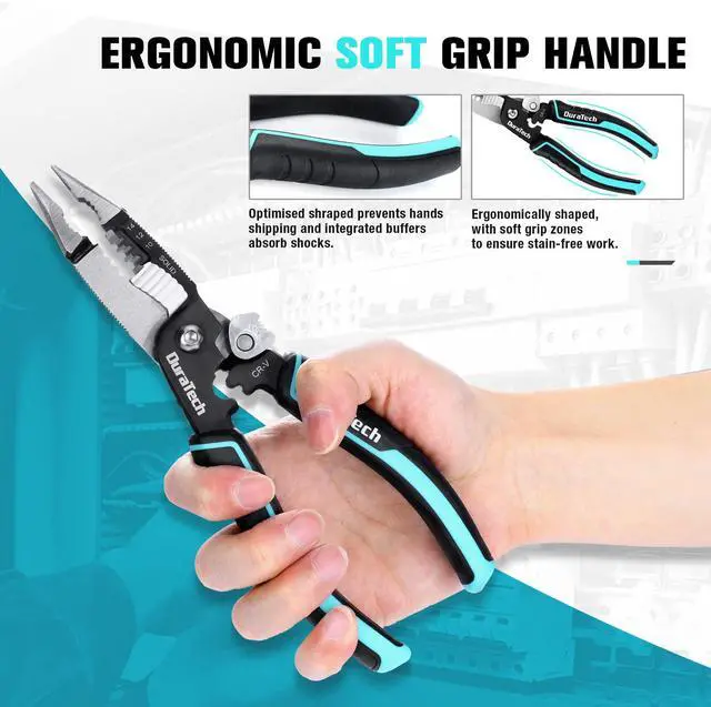 Alt view image 5 of 7 - 5-in-1 Wire Stripper, 8" Wire Stripper and Crimping Tool, Premium CR-V Construction, Needle Nose Plier, Multifunctional Electrician Pliers for Crimping, Cutting, Stripping, Shearing, Clamping