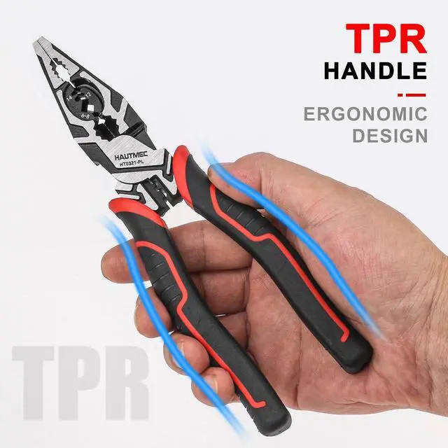 Alt view image 6 of 6 - Pro Wire Stripper Tool 8" Multifunctional Combination Linesman Pliers Cable Cutter Wire Strippers Electrical Terminal Crimping Tool Clamping Spanner High leverage Eccentric Design HT0321