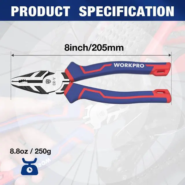 Alt view image 7 of 7 - 8" Linesman PRO Screw Extractor Pliers(Combination Pliers) with Unique Non-slip Jaws, Stripped Screw Remover Tool, Lineman Plier for Quickly Removal of Damaged or Rusted Fasteners