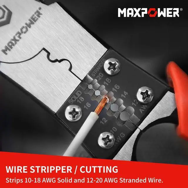 Alt view image 4 of 7 - 3-in-1 Multifunctional Pliers Set, Wire Stripper, Crimper, Cutter, Long Nose Pliers, Diagonal Side Cutters, Linesman Plier - 8 inch