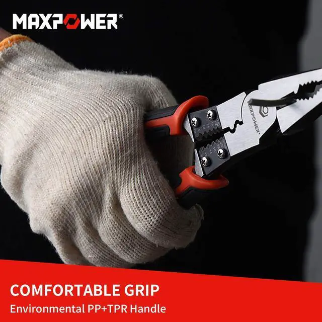 Alt view image 7 of 7 - 3-in-1 Multifunctional Pliers Set, Wire Stripper, Crimper, Cutter, Long Nose Pliers, Diagonal Side Cutters, Linesman Plier - 8 inch
