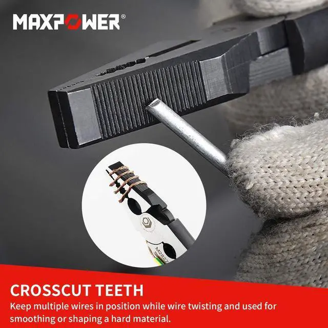 Alt view image 6 of 7 - 3-in-1 Multifunctional Pliers Set, Wire Stripper, Crimper, Cutter, Long Nose Pliers, Diagonal Side Cutters, Linesman Plier - 8 inch