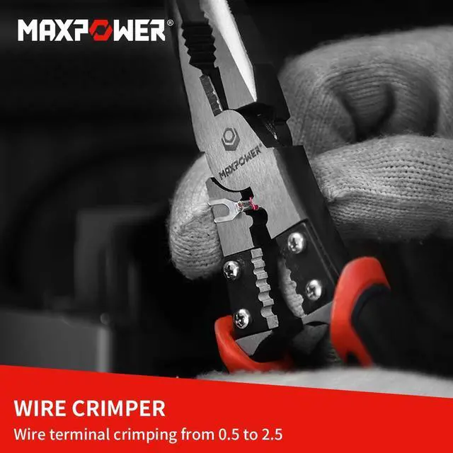Alt view image 3 of 7 - 3-in-1 Multifunctional Pliers Set, Wire Stripper, Crimper, Cutter, Long Nose Pliers, Diagonal Side Cutters, Linesman Plier - 8 inch