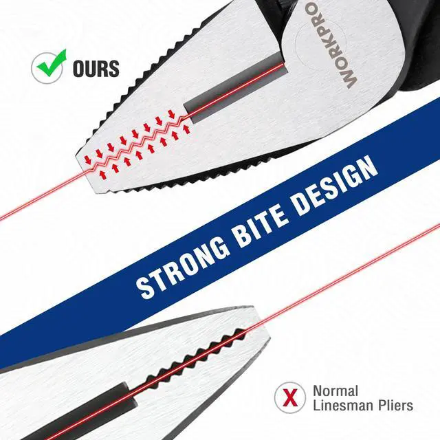Alt view image 3 of 7 - 8" Linesman Screw Extractor Pliers(Combination Pliers) with Unique Non-slip Jaws, Stripped Screw Remover Tool, Lineman Plier for Quickly Removal of Damaged or Rusted Fasteners