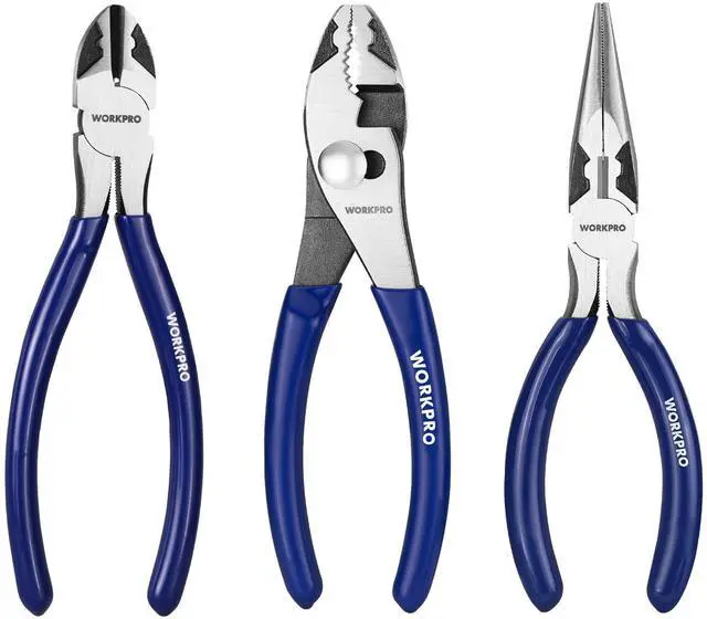 Main image of Pliers Set, 3-Piece Professional Pliers Tool Kit 6" Needle Nose Plier, 6" Slip Joint Plier & 6" Diagonal Plier, Soft Grip Handles for Home DIY & Electrical Work