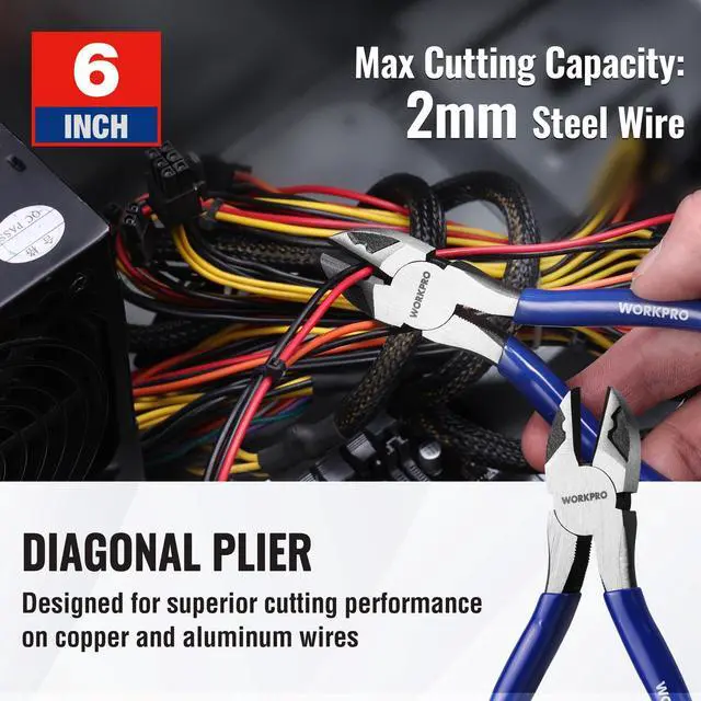 Alt view image 5 of 7 - Pliers Set, 3-Piece Professional Pliers Tool Kit 6" Needle Nose Plier, 6" Slip Joint Plier & 6" Diagonal Plier, Soft Grip Handles for Home DIY & Electrical Work