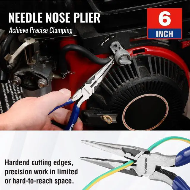 Alt view image 4 of 7 - Pliers Set, 3-Piece Professional Pliers Tool Kit 6" Needle Nose Plier, 6" Slip Joint Plier & 6" Diagonal Plier, Soft Grip Handles for Home DIY & Electrical Work