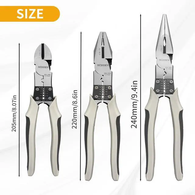 Alt view image 2 of 7 - 3 Pcs Multi Tool Pliers, Linesman Plier, Diagonal Cutters Wire Cutters, Needle Nose Pliers, Combination Pliers Set, pliers Tool Set