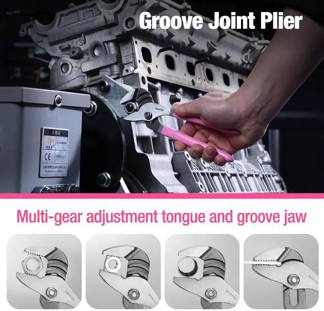 Alt view image 5 of 7 - 7-piece Pliers Set with Groove Joint, Long Nose, Slip Joint, Linesman, and Diagonal Pliers for DIY & Home Use - Pink Ribbon