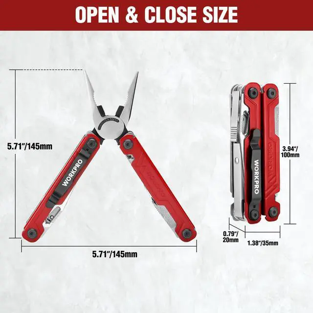 Alt view image 6 of 7 - 18-in-1 Multi Tool Pliers, Gifts for Men & Dad, Stainless Steel EDC Multitool with Pocket Knife, 2 Safety Locks, Belt Clip and Oxford Pouch, Multipurpose Utility Tool for Fathers Day