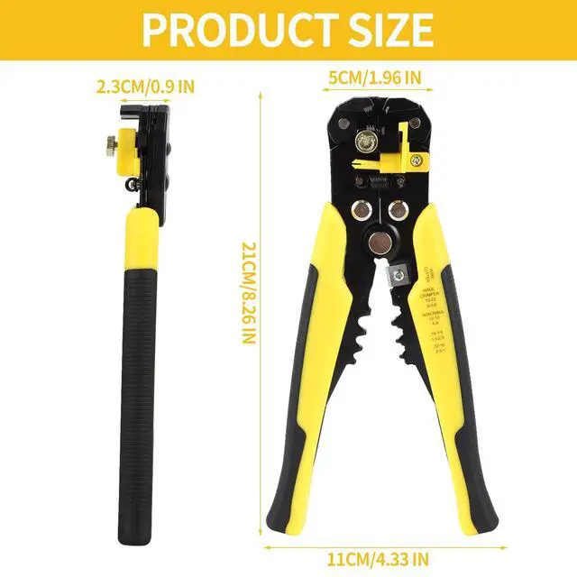 Alt view image 3 of 7 - Self-Adjusting Wire Stripper Tool, 3-in-1 Heavy Duty Automatic Electrical Wire Stripper Cutter Crimper, Professional Multi Functional Stripping Tool for 10-24 AWG Solid & Stranded Wire