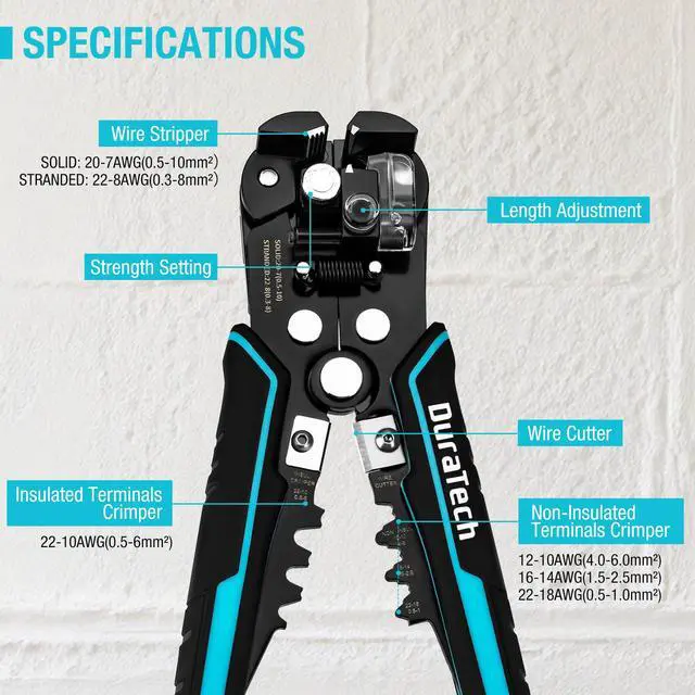Alt view image 2 of 7 - Self-Adjusting Wire Stripper, 3-in-1 Automatic Wire Stripper Tool for 22-7 AWG Stripping and 22-10 AWG Crimping, Stripping/Crimping/Cutting Tool for Electrical Work