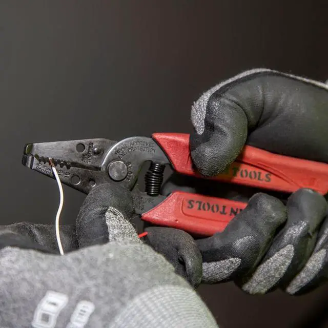 Alt view image 6 of 7 - 11046 Wire Stripper, Wire Cutter, Made in USA, Stripping/Cutting Tool for 16-26 AWG Stranded, Compact Nose with Precision-ground Stripping Holes