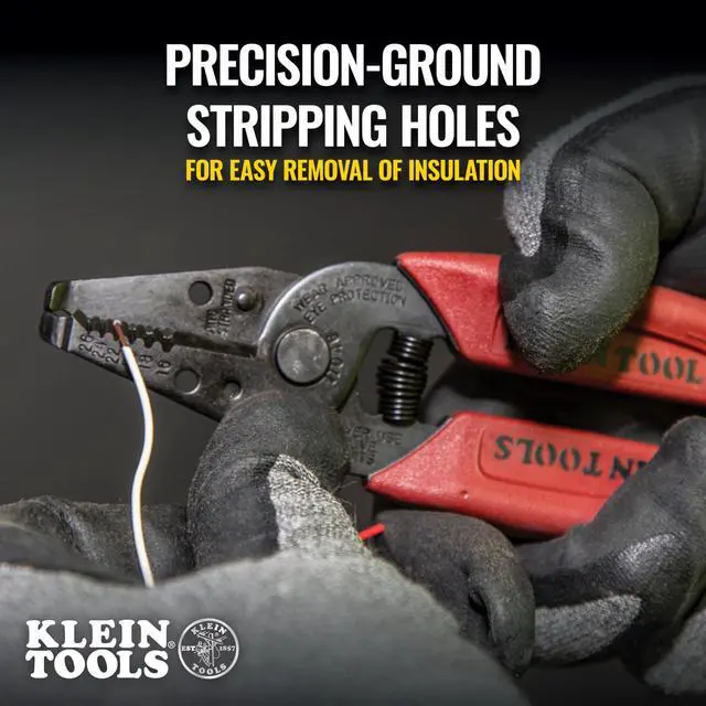 Alt view image 4 of 7 - 11046 Wire Stripper, Wire Cutter, Made in USA, Stripping/Cutting Tool for 16-26 AWG Stranded, Compact Nose with Precision-ground Stripping Holes