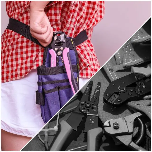 Alt view image 2 of 6 - Self-Adjusting Wire Stripper, Pink 3 In 1 Stripper/Cutter/Crimping Heavy Duty Automatic Electrical Wire Strippers for 10-24 AWG Stranded, Solid,Landscape Etc