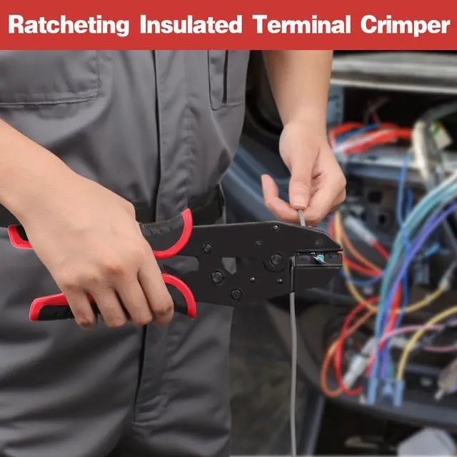 Alt view image 6 of 7 - Wire Stripper and Crimper Tool Kit, 10-24 AWG Self Adjusting Wire Stripper and 10-22 AWG Ratcheting Crimper, Electrical Crimping Tool for Insulated Terminals, Auto Home Wiring