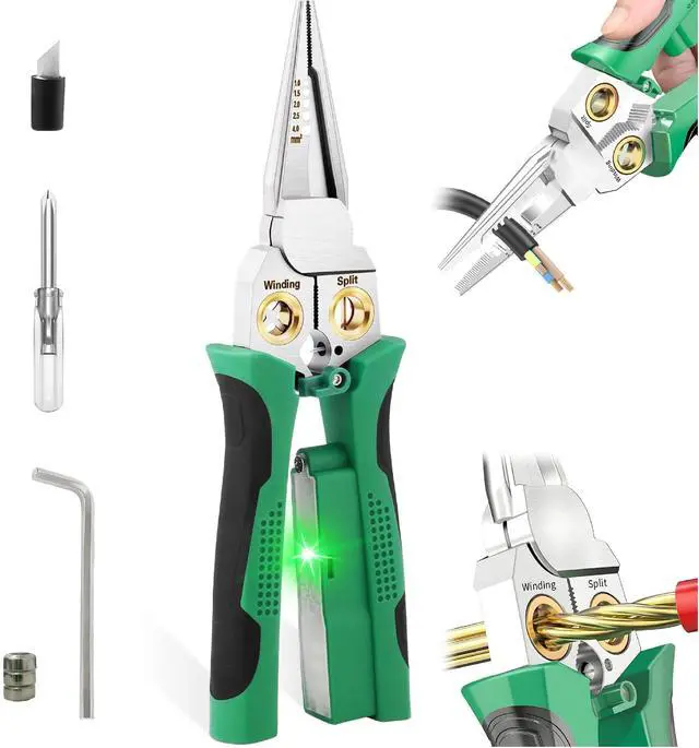Main image of 8-in-1 Wire Stripper Tool, with Non-Contact Voltage Detector & Safety Insulated Handles, Multi-Function Electrical Pliers for Stripping, Cutting, Crimping, Ideal for Electrician, HVAC, DIY