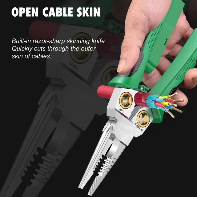 Alt view image 5 of 7 - 8-in-1 Wire Stripper Tool, with Non-Contact Voltage Detector & Safety Insulated Handles, Multi-Function Electrical Pliers for Stripping, Cutting, Crimping, Ideal for Electrician, HVAC, DIY