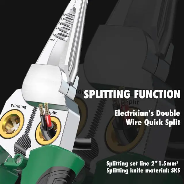 Alt view image 6 of 7 - 8-in-1 Wire Stripper Tool, with Non-Contact Voltage Detector & Safety Insulated Handles, Multi-Function Electrical Pliers for Stripping, Cutting, Crimping, Ideal for Electrician, HVAC, DIY