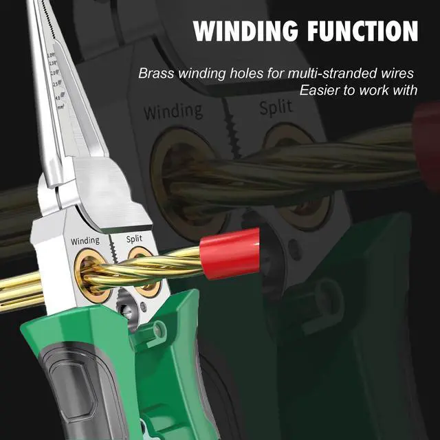 Alt view image 7 of 7 - 8-in-1 Wire Stripper Tool, with Non-Contact Voltage Detector & Safety Insulated Handles, Multi-Function Electrical Pliers for Stripping, Cutting, Crimping, Ideal for Electrician, HVAC, DIY