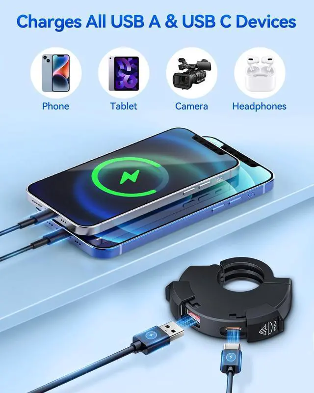 Alt view image 4 of 7 - Motorcycle Phone Charger, Ultra-Narrow Dual USB Type C 30W PD & Quick Charge 3.0 Motorcycle USB Charger, Waterproof Motorcycle USB Port for Phone, Tablet, GPS (Only 0.51 in Wide), Black